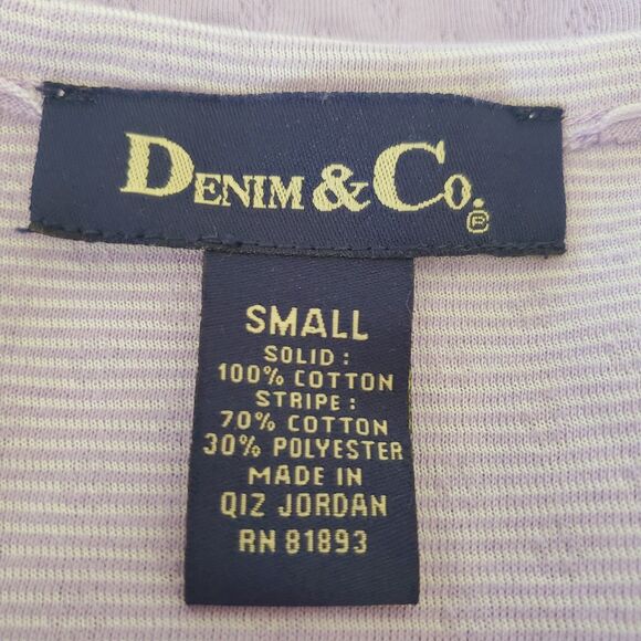 Denim & Co Top Womens Size Small Lilac Snap Button Long Sleeve Stretch QVC - Picture 8 of 9